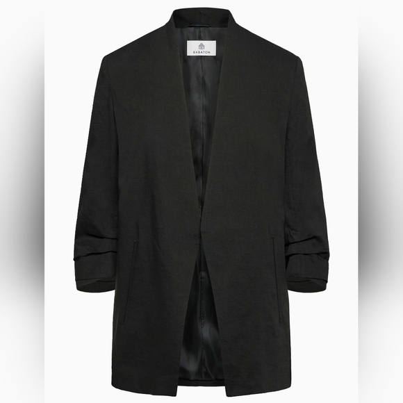 Aritzia Babaton Power Hip Blazer Classic Black Open Front Casual Size US 6. - Picture 3 of 15